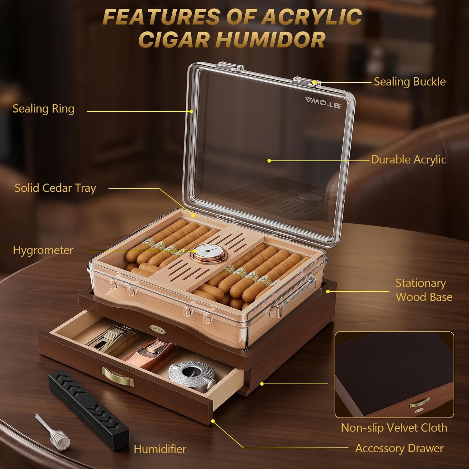صندوق سيجار أكريليك، علبة سيجا - مراجعة Home Fragrance Maple Walnut وسعره